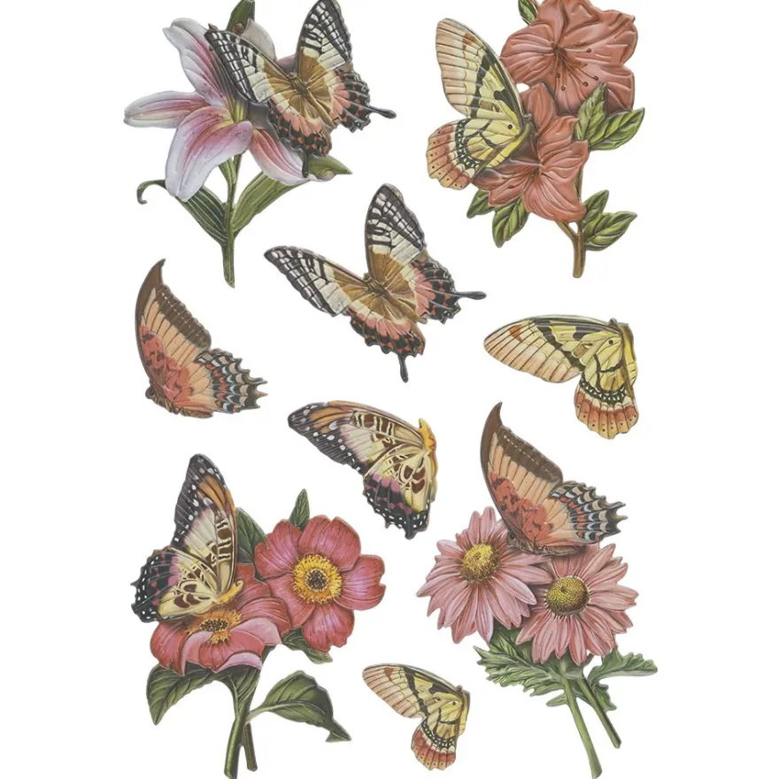 3-D Relief-Sticker, Schmetterlinge & Blumen 5, versch. Größen, selbstklebend