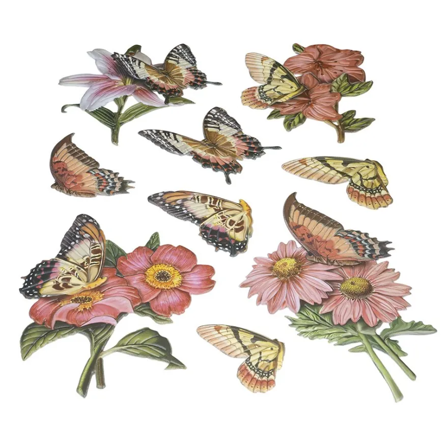 3-D Relief-Sticker, Schmetterlinge & Blumen 5, versch. Größen, selbstklebend