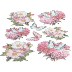 3-D Relief-Sticker, Schmetterlinge & Blumen 2, Design 4, verschiedene Größen, selbstklebend