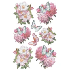 3-D Relief-Sticker, Schmetterlinge & Blumen 2, Design 4, verschiedene Größen, selbstklebend