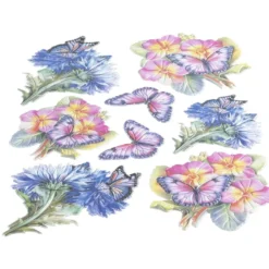 3-D Relief-Sticker, Schmetterlinge & Blumen 2, Design 5, verschiedene Größen, selbstklebend