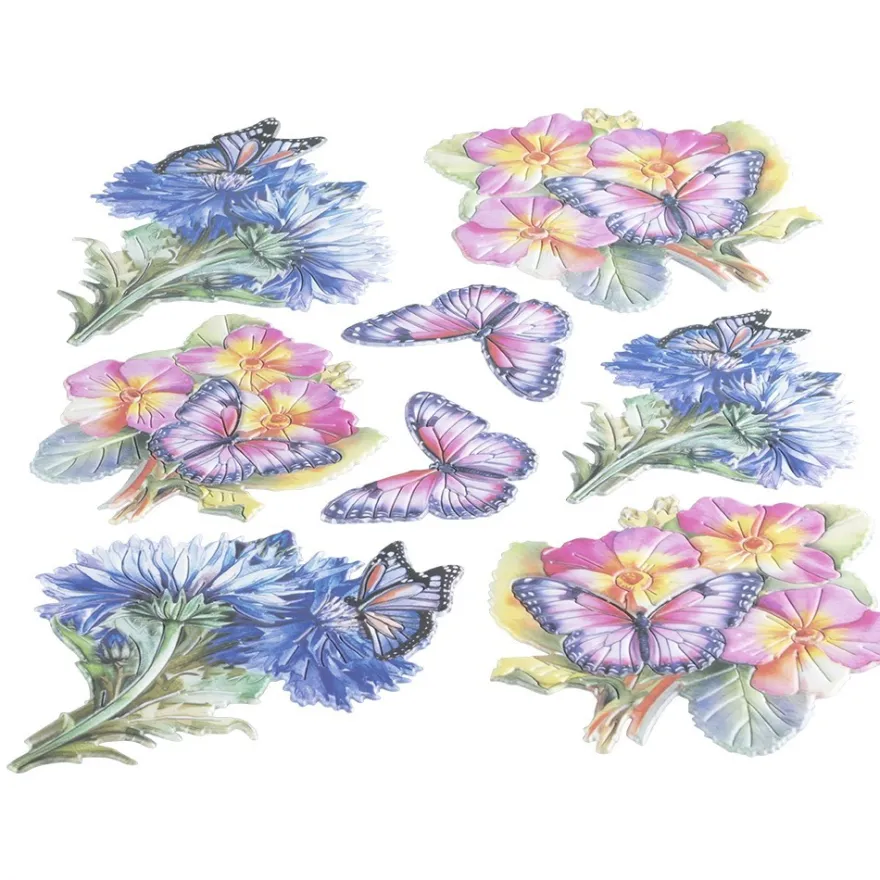3-D Relief-Sticker, Schmetterlinge & Blumen 2, Design 5, verschiedene Größen, selbstklebend