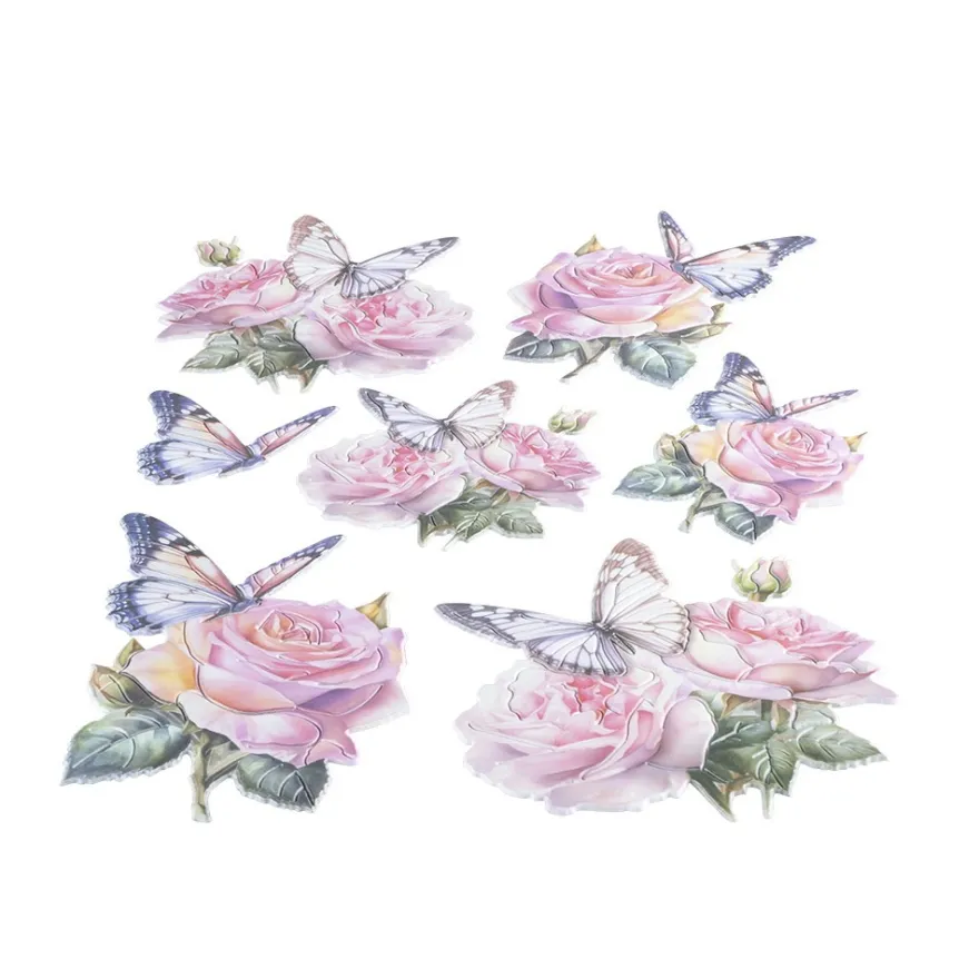 3-D Relief-Sticker, Schmetterlinge & Blumen 2, Design 2, verschiedene Größen, selbstklebend