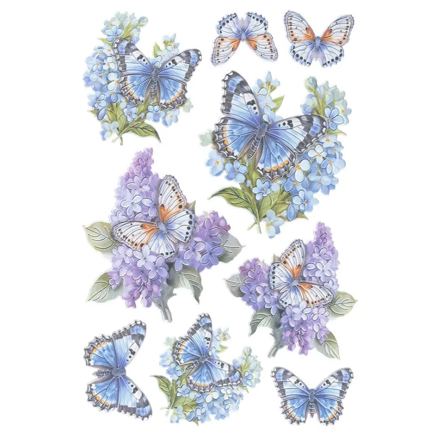 3-D Relief-Sticker, Schmetterlinge & Blumen 2, Design 1, verschiedene Größen, selbstklebend