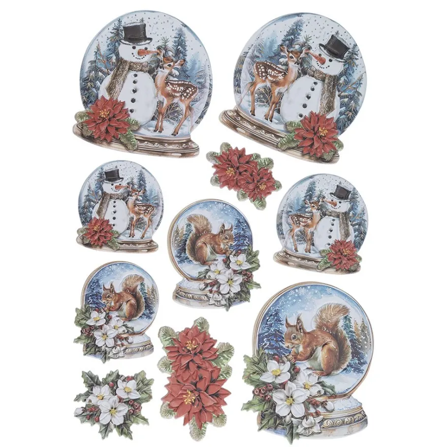 3-D Relief-Sticker, Schneekugeln 2, versch. Größen, selbstklebend