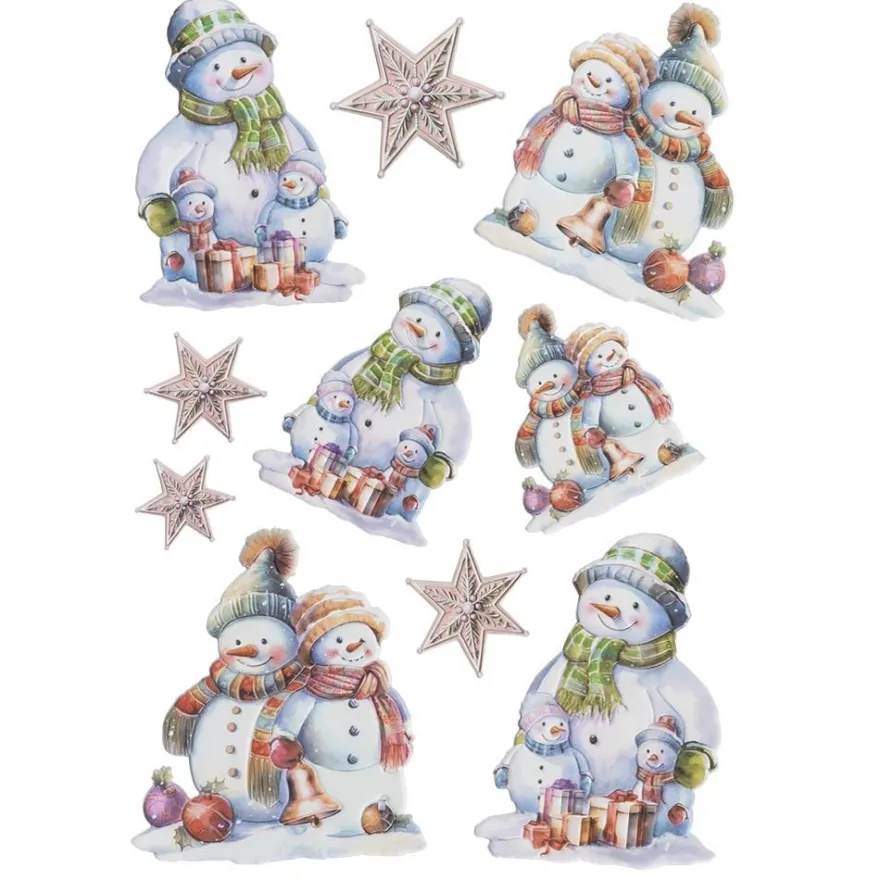 3-D Relief-Sticker, Schneemann-Familie 1, verschiedene Größen, selbstklebend