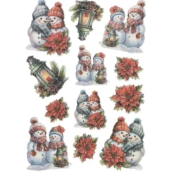 3-D Relief-Sticker, Schneemann-Familie 3, verschiedene Größen, selbstklebend