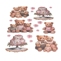 3-D Relief-Sticker, Teddys, verschiedene Größen, selbstklebend