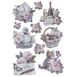 3-D Relief-Sticker, Viel Glück & Wünsche 1, verschiedene Größen, selbstklebend