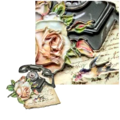3-D Relief-Sticker, Vintage-Rosengrüße 5, verschiedene Größen, selbstklebend