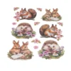 3-D Relief-Sticker, Waldtiere mit Blumen, verschiedene Größen, selbstklebend