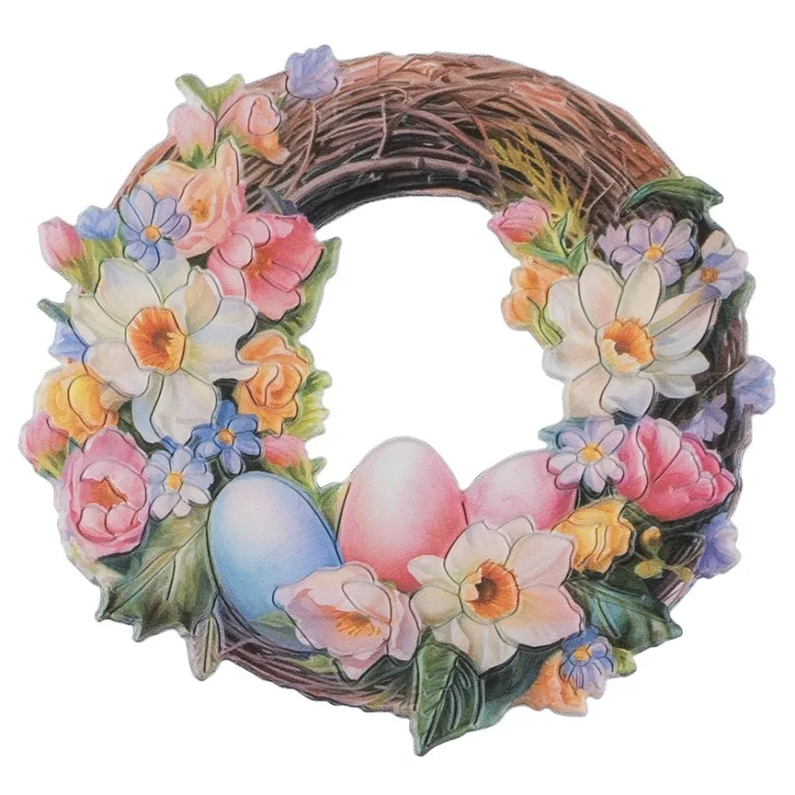 3-D Relief-Sticker, Weidenkranz mit Blüten & Eiern, versch. Größen, selbstklebend