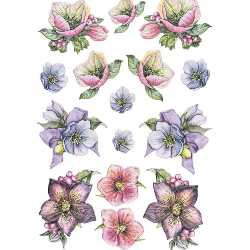 3-D Relief-Sticker, Weihnachtliche Blumen 2, versch. Größen, selbstklebend