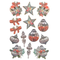 3-D Relief-Sticker, Weihnachts-Baumschmuck 1, verschiedene Größen, selbstklebend