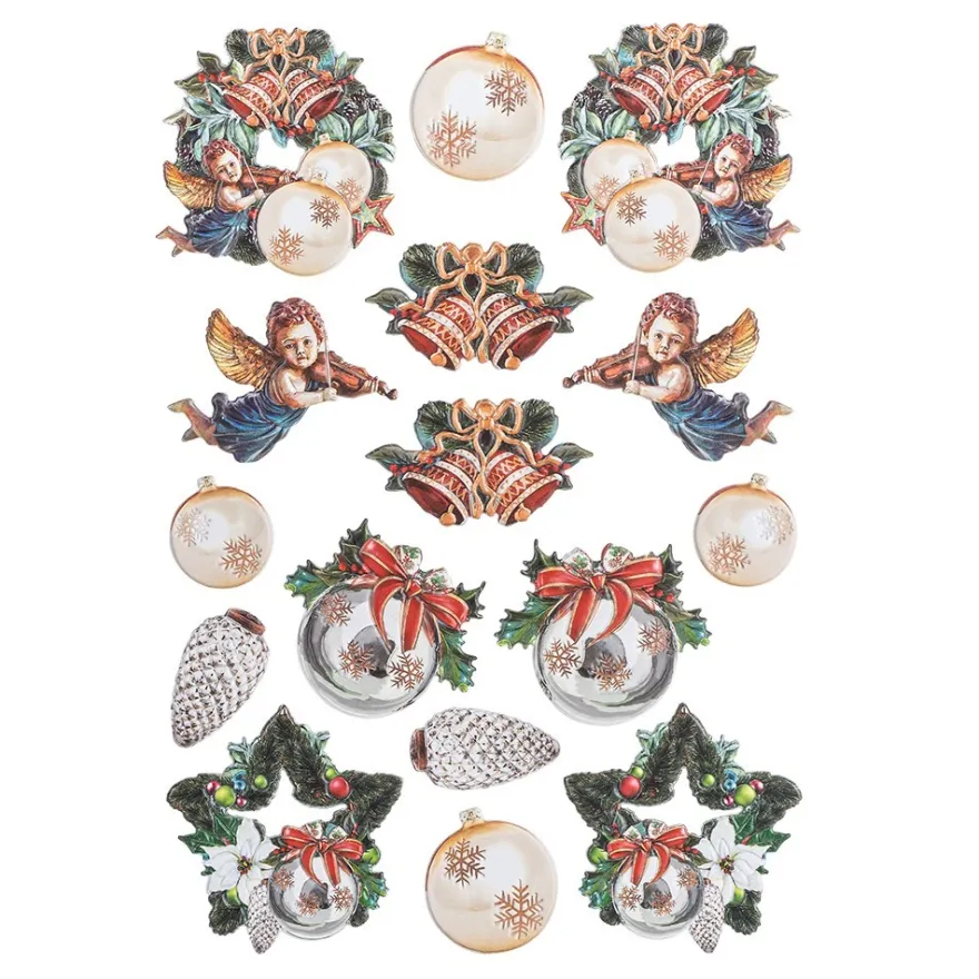 3-D Relief-Sticker, Weihnachts-Baumschmuck 4, verschiedene Größen, selbstklebend
