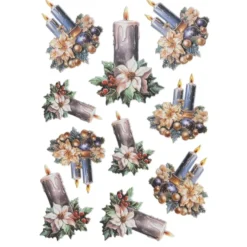 3-D Relief-Sticker, Weihnachtskerzen 5, verschiedene Größen, selbstklebend