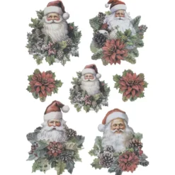 3-D Relief-Sticker, Weihnachtsmänner, versch. Größen, selbstklebend