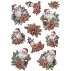 3-D Relief-Sticker, Weihnachtsmänner 1, verschiedene Größen, selbstklebend