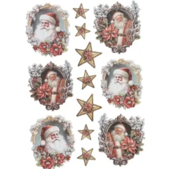 3-D Relief-Sticker, Weihnachtsmänner 5, verschiedene Größen, selbstklebend