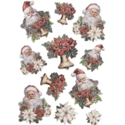 3-D Relief-Sticker, Weihnachtsmänner 2, verschiedene Größen, selbstklebend