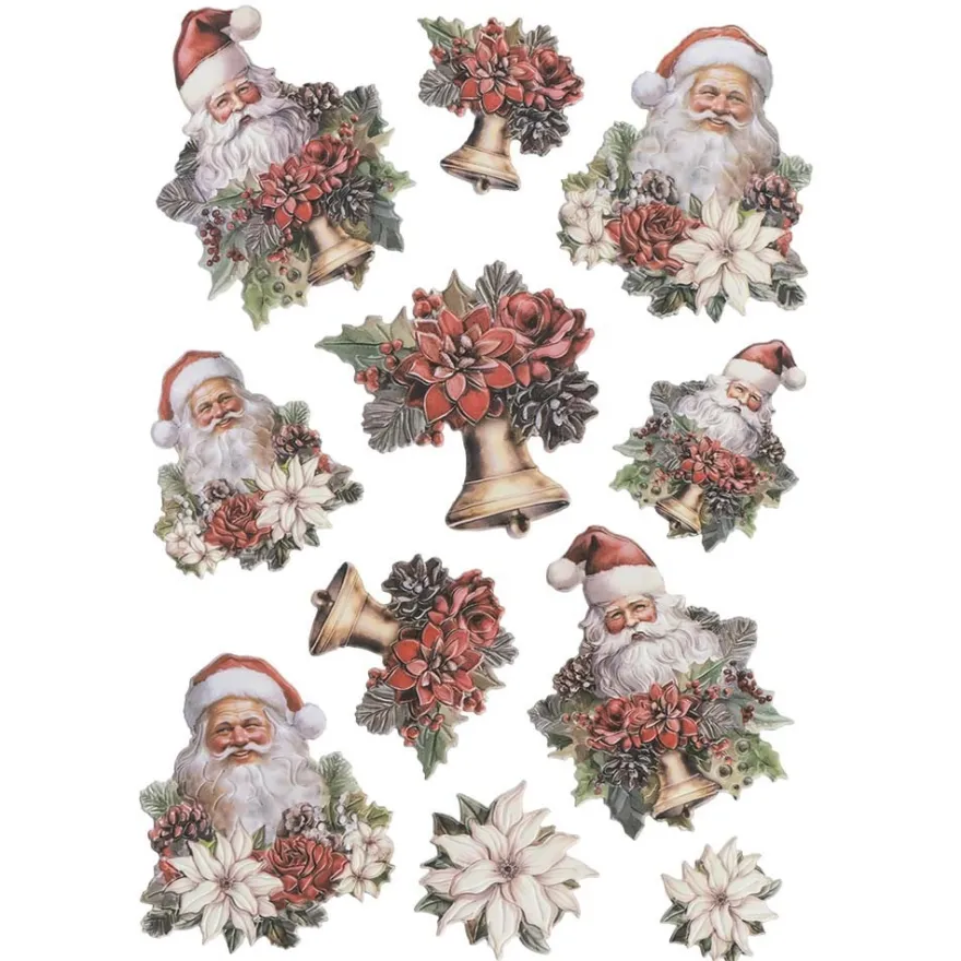 3-D Relief-Sticker, Weihnachtsmänner 2, verschiedene Größen, selbstklebend
