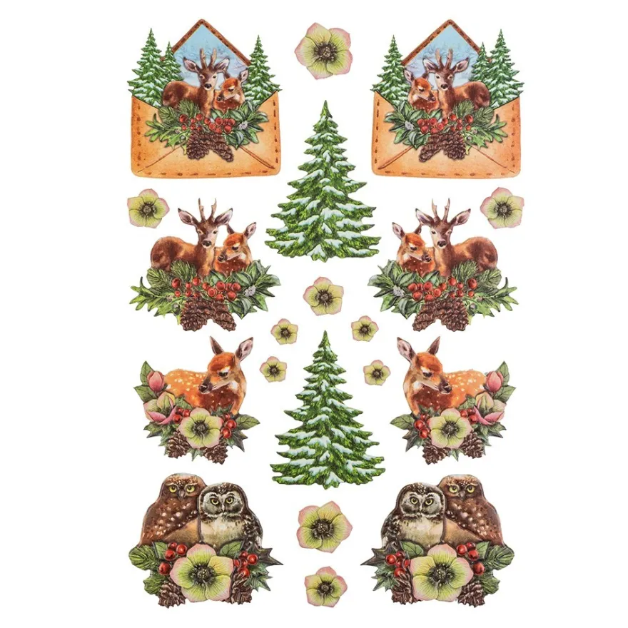 3-D Relief-Sticker, Weihnachtspost 5, verschiedene Größen, selbstklebend