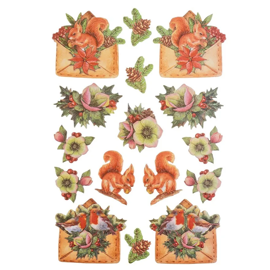 3-D Relief-Sticker, Weihnachtspost 4, verschiedene Größen, selbstklebend