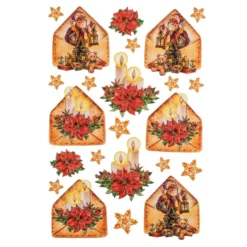 3-D Relief-Sticker, Weihnachtspost 1, verschiedene Größen, selbstklebend