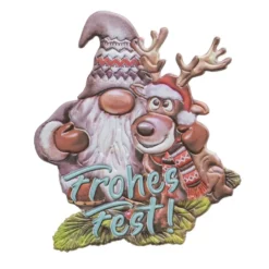 3-D Relief-Sticker, Wichtel mit Rentier Rudolph, versch. Größen, selbstklebend