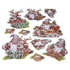 3-D Relief-Sticker, Wichtel mit Rentier Rudolph, versch. Größen, selbstklebend