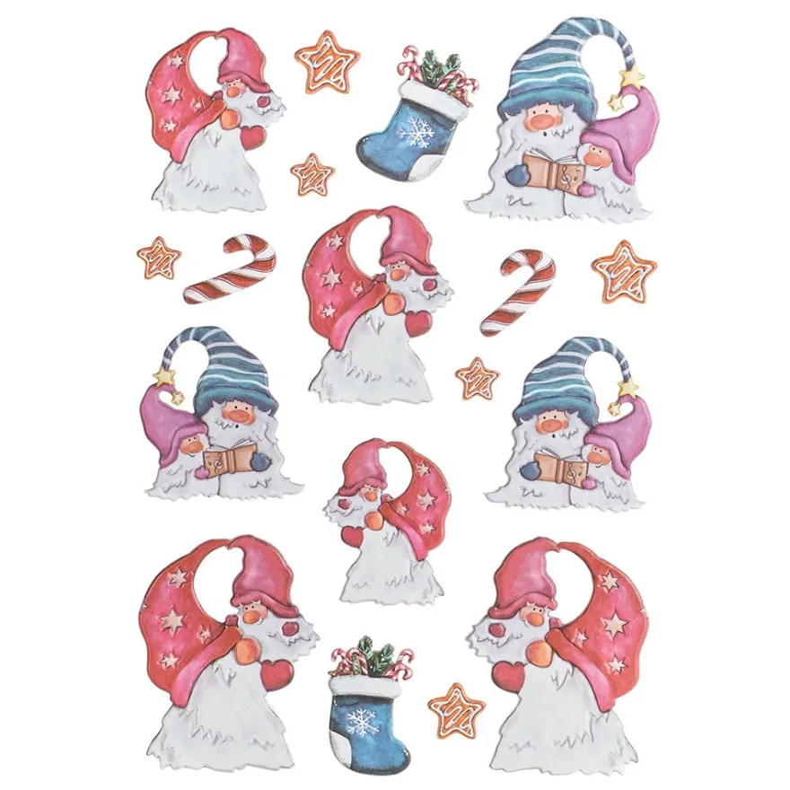 3-D Relief-Sticker, Wichtel 4, verschiedene Größen, selbstklebend
