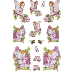 3-D Relief-Sticker, Zauberhafte Elfen 1, 21cm x 30cm, verschiedene Größen, selbstklebend