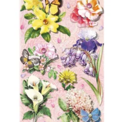 3-D Stickerbogen, Blumen auf Rosa 2, 12,7 x 18,8 cm
