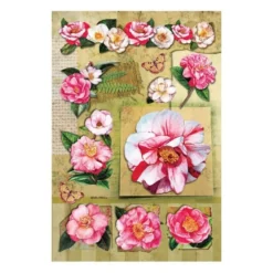 3-D Stickerbogen, Buschrosen, rosé, 12,5 x 18,5 cm