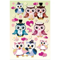3-D Stickerbogen, Eulen 4, 12,5 x 18,5 cm