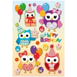 3-D Stickerbogen, Eulen 10, 12,5 x 18,5 cm