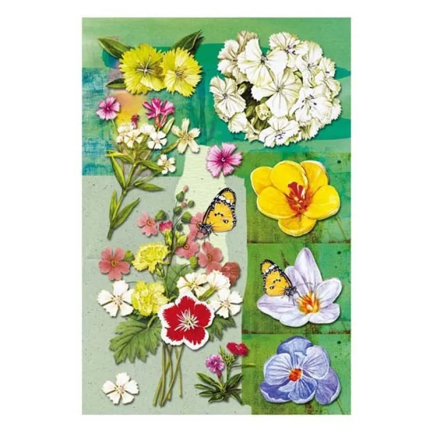 3-D Stickerbogen, Frühlingsstrauß, 12,5 x 18,5 cm