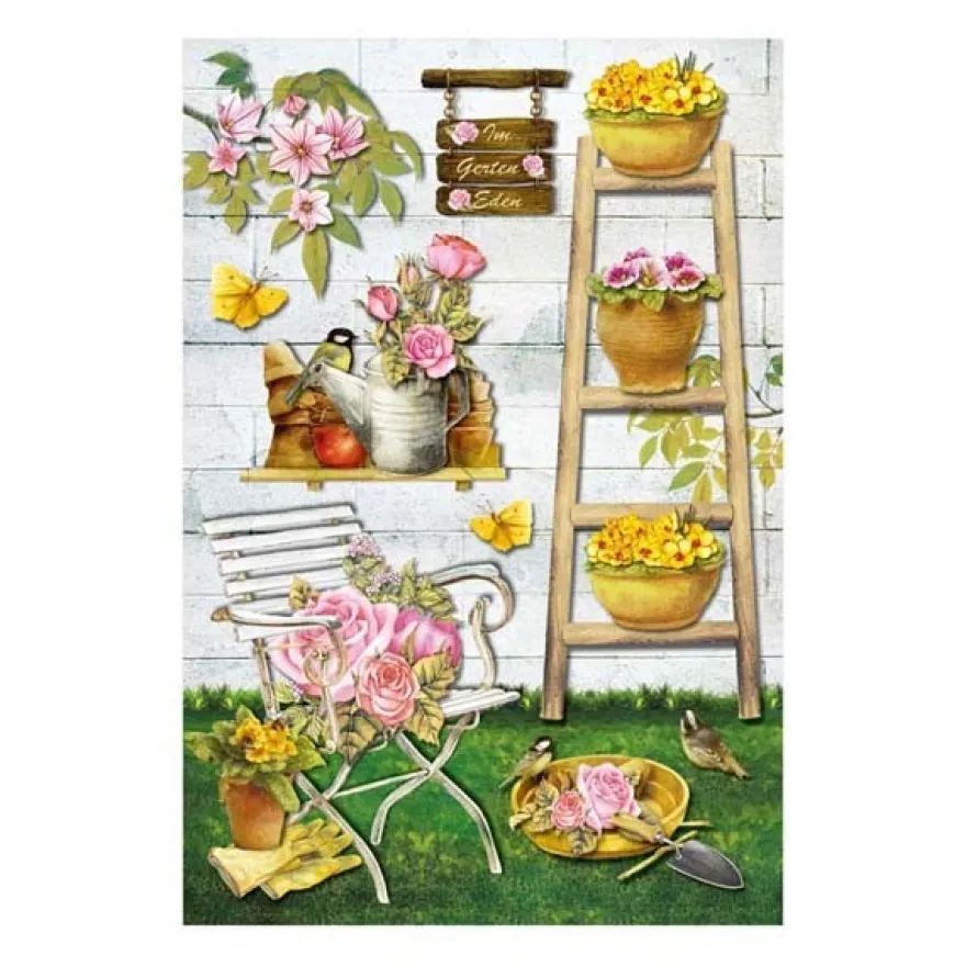 3-D Stickerbogen, Im Garten, 12,5 x 18,5 cm