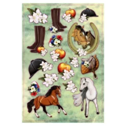 3-D Stickerbogen, Pferde, 12,5 x 18,5 cm