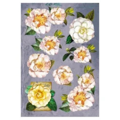 3-D Stickerbogen, Rosen, creme, 12,5 x 18,5 cm