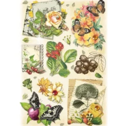 3-D Stickerbogen, Vintage-Blumen 1, 12,7 x 18,8 cm