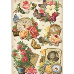 3-D Stickerbogen, Vintage-Uhren 7, 12,7 x 18,8 cm