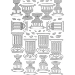 3-D Sticker "Deluxe Amphoren & Säulen", verschiedene Größen, selbstklebend, silber