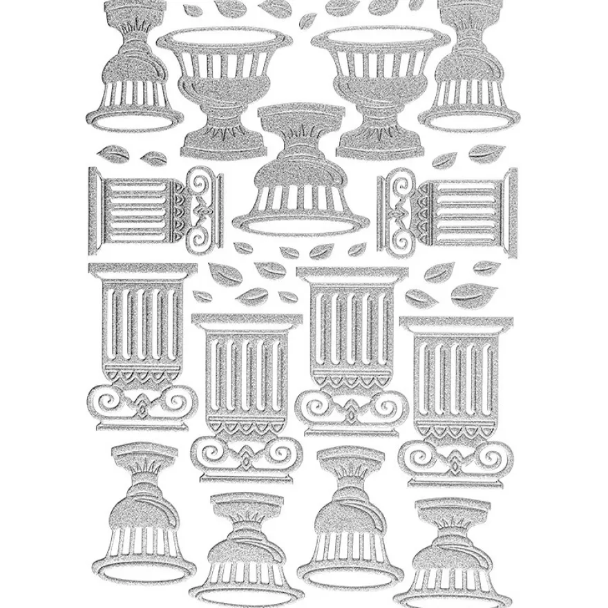 3-D Sticker "Deluxe Amphoren & Säulen", verschiedene Größen, selbstklebend, silber