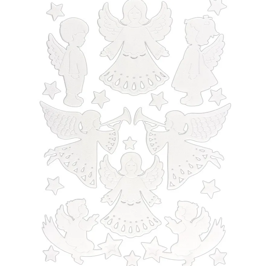 3-D Sticker, Deluxe Engel, verschiedene Größen, selbstklebend, weiß