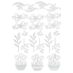 3-D Sticker Deluxe, Florale Elemente 1, 21cm x 30cm, silber, selbstklebend