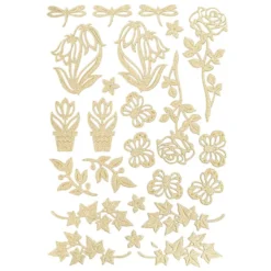 3-D Sticker Deluxe, Florale Elemente 2, 21cm x 30cm, gold, selbstklebend