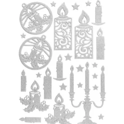 3-D Sticker, Deluxe Kerzen, verschiedene Größen, selbstklebend, silber