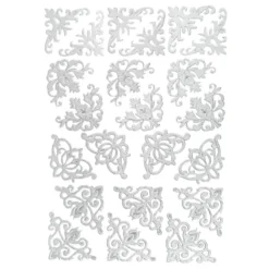 3-D Sticker Deluxe, Ornamentik Ecken, 21cm x 30cm, silber, selbstklebend