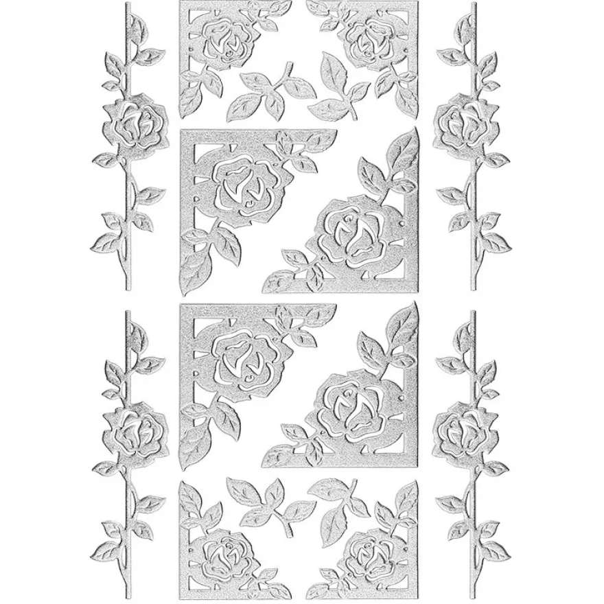 3-D Sticker, Deluxe Rosenranken & Rahmen, selbstklebend, silber